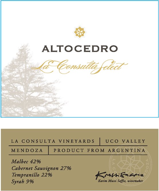 Bottle of Altocedro La Consulta Select Blend Mendoza 2023