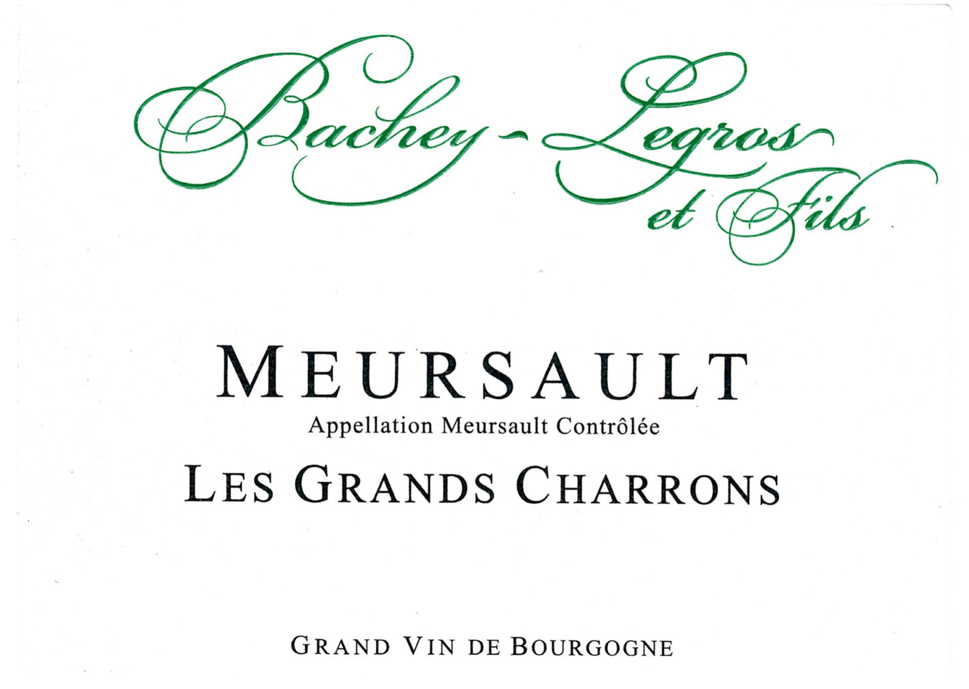 Bottle of Bachey-Legros Domaine Bachey-Legros Meursault les Grands Charrons 2021