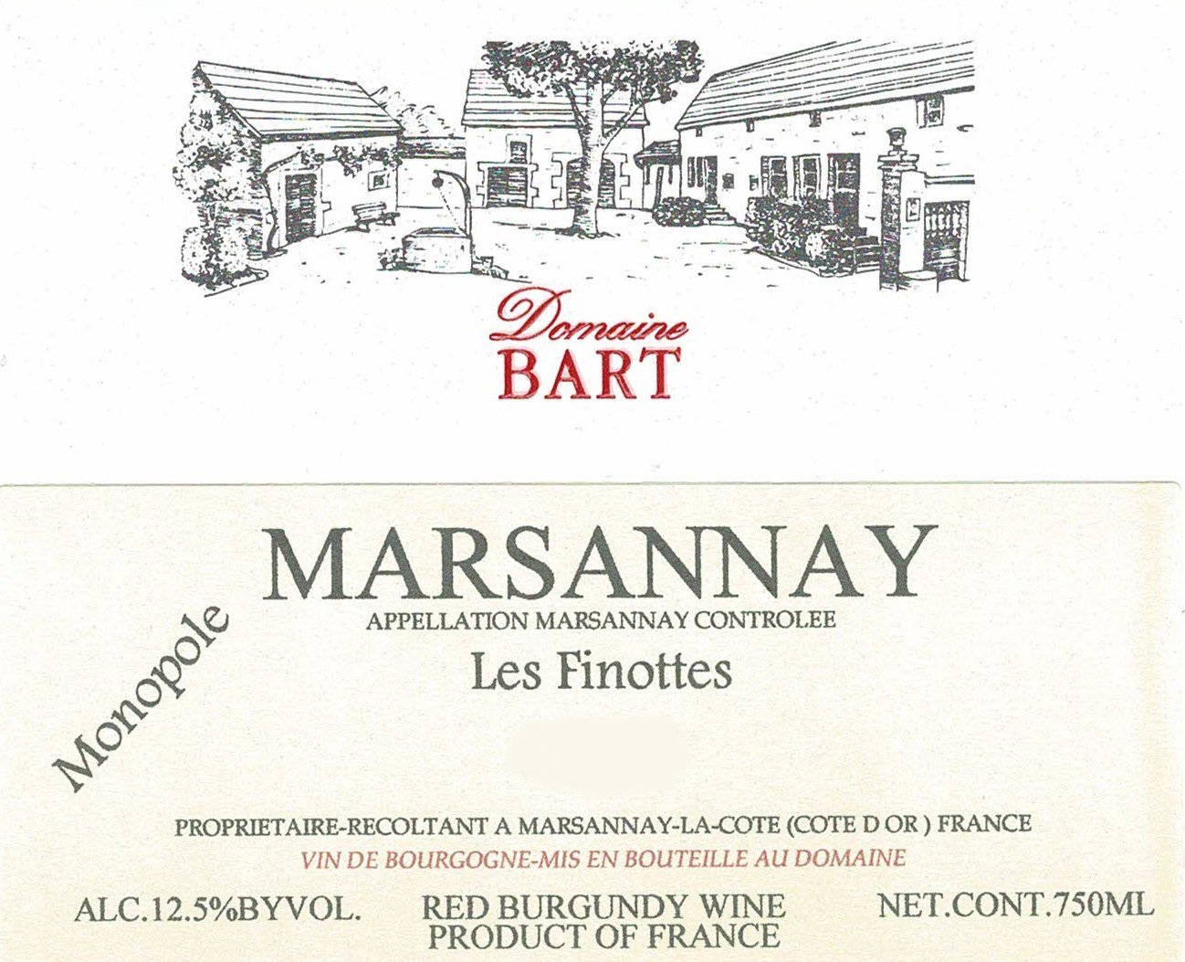 Bottle of Bart Domaine Bart Marsannay la Montagne 2019