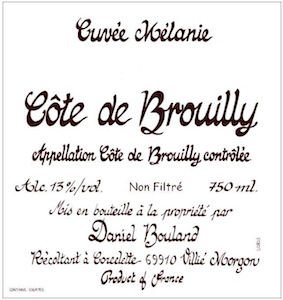 Bottle of Bouland Daniel Bouland Cote de Brouilly Cuvee Melanie 2018