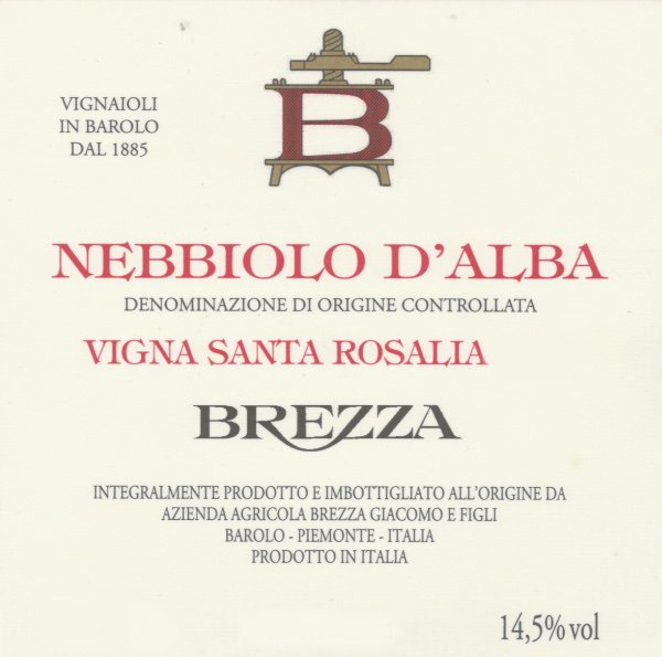 Bottle of Brezza Giacomo Brezza Barbera D'alba Vigna Santa Rosalia 2016