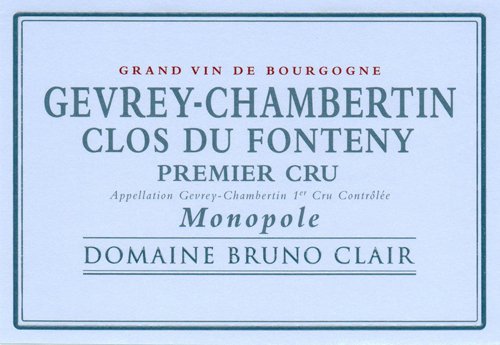Bottle of Bruno Clair Domaine Bruno Clair Gevrey Chambertin 1er Cru Clos du Fonteny Monopole 2020