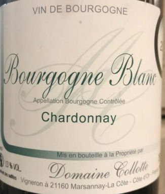 Bottle of Collotte Bourgogne Blanc 2015