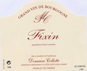 Bottle of Collotte Domaine Collotte Fixin les Crais de Chene 2020