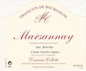 Bottle of Collotte Domaine Collotte Marsannay Blanc 2019