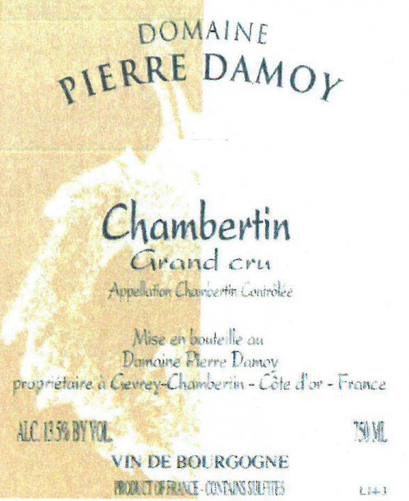 Bottle of Damoy Domaine Pierre Damoy Chambertin Grand Cru 2015