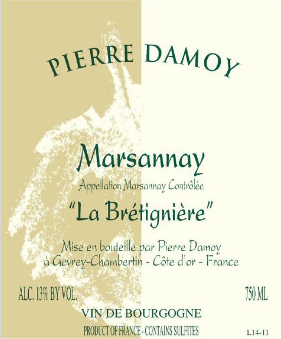 Bottle of Damoy Pierre Damoy Marsannay la Bretigniere 2014