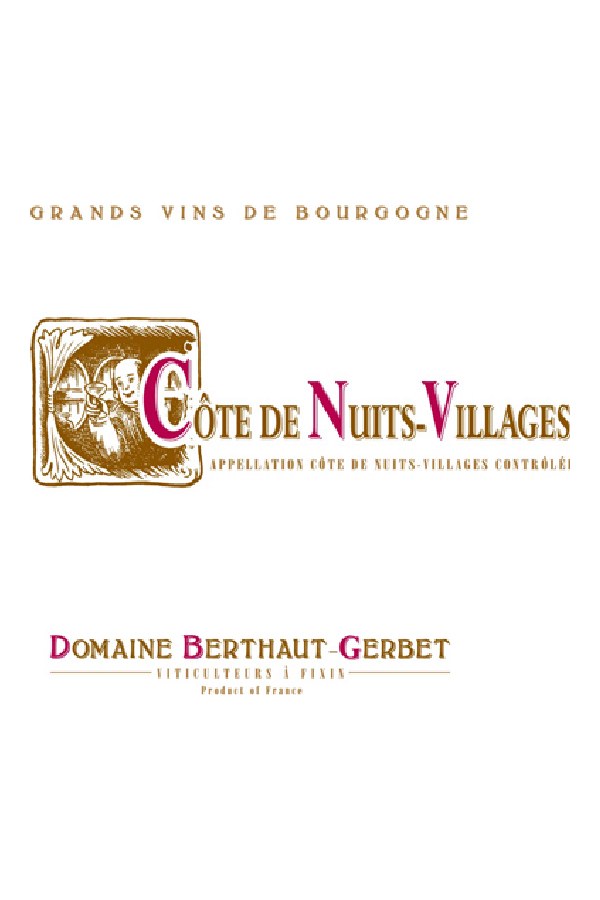 Bottle of Domaine Berthaut-Gerbet Domaine Berthaut-Gerbet Cotes de Nuits Villages 2018