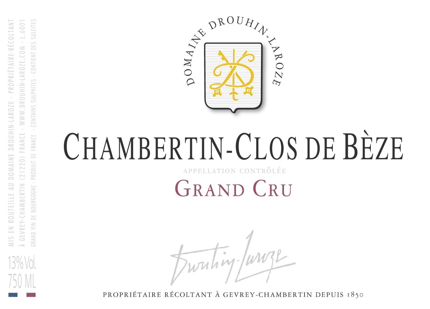 Bottle of Drouhin-Laroze Domaine Drouhin-Laroze Chambertin Clos de Beze Grand Cru 2019
