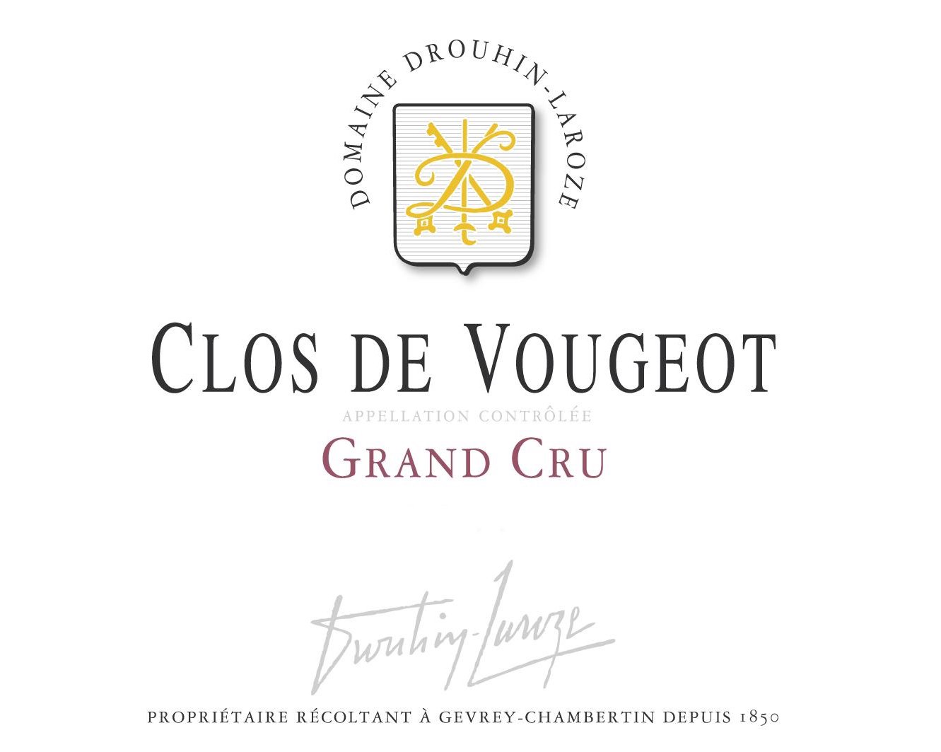 Bottle of Drouhin-Laroze Domaine Drouhin-Laroze Clos Vougeot Grand Cru 2013
