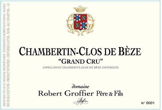 Bottle of Groffier Domaine Robert Groffier Chambertin Grand Cru 2022