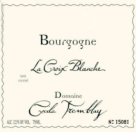 Bottle of Tremblay Domaine Cecile Tremblay Bourgogne Rouge Cote D'or 2017