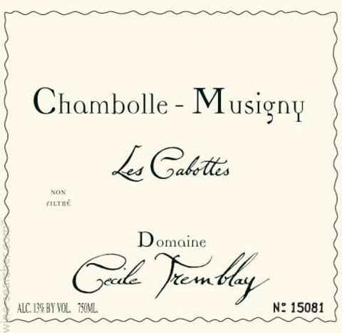 Bottle of Tremblay Domaine Cecile Tremblay Chambolle Musigny les Cabottes 2017